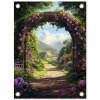 Doorkijk - Rozenboog - Uitzicht - Landschap - Bloemen tuinposter los doek klein -3d