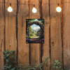 Doorkijk - Rozenboog - Uitzicht - Landschap - Bloemen tuinposter los doek klein -sfeer1