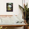 Doorkijk - Rozenboog - Uitzicht - Landschap - Bloemen tuinposter los doek klein -sfeer7