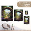 Doorkijk - Rozenboog - Uitzicht - Landschap - Bloemen tuinposter los doek klein -sfeer9