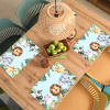 Wilde dieren - Kinderen - Blauw - Watercolor - Bladeren Placemat vinyl groot -zzsfeer5_Kitchenyeah-website