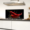 Peper - Rood - Zwart - Water - Groente Spatscherm Aluminium klein -sfeer4