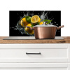 Citroen - Fruit - Geel - Zwart Spatscherm Aluminium klein -3d