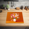 Vaas - Bloemen - Oranje Inductie beschermer vinyl 3mm klein -sfeer5