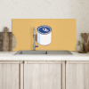 Blikje - Minimalistisch - Blauw - Illustratie Spatscherm Aluminium klein -sfeer2
