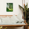 Zonnestralen in een groen bos tuinposter los doek klein -sfeer7