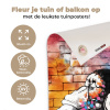 Aap met Koptelefoon tuinposter los doek klein -sfeer2