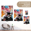 Aap met Koptelefoon tuinposter los doek klein -sfeer9