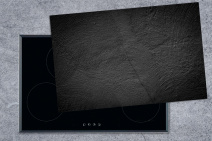 Herdabdeckplatte mit industrieller Betonoptik in Schwarz