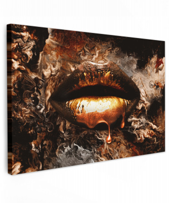 Canvas gouden lippen