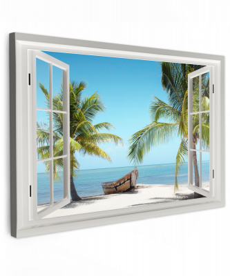 Canvas doorkijk met palmboom