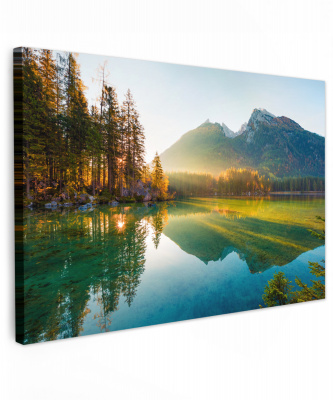Canvas meer in de bossen
