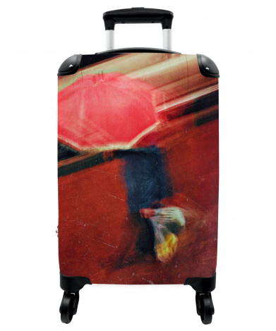 Koffer - Man - Paraplu - Rood - Kleuren
