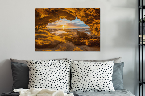Canvas schilderij - Grot - Zee - Horizon - Zonsondergang-thumbnail-3