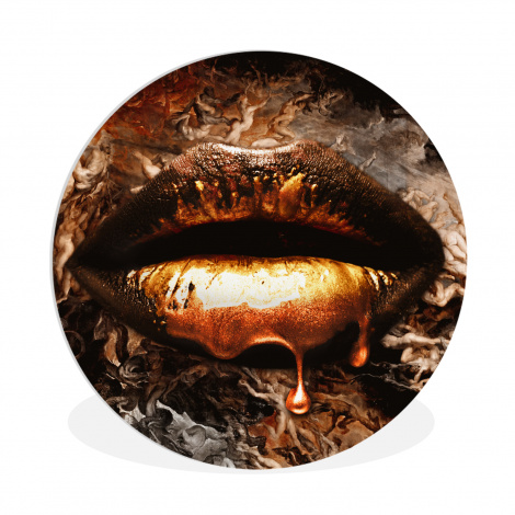 Runde Bilder - Gold - Lippen - Kunst - Gold - Luxus - Abstrakt-thumbnail-1
