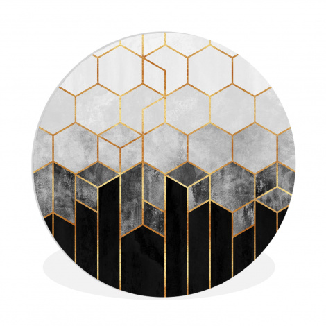 Muurcirkel - Goud - Hexagon - Chic - Patronen - Luxe-1