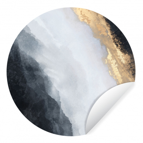 Runde Tapete - Abstrakt - Farbe - Gold - Schwarz - Marmor-thumbnail-1