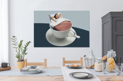Canvas schilderij - Vrouw - Koffie - Vintage-thumbnail-4