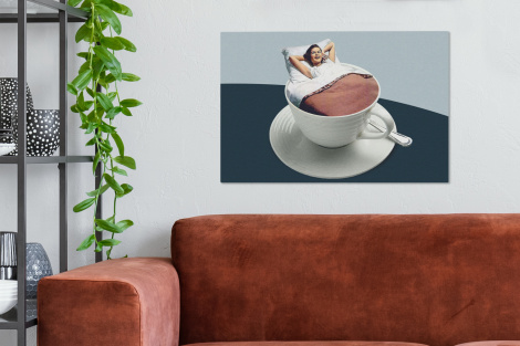 Canvas schilderij - Vrouw - Koffie - Vintage-2