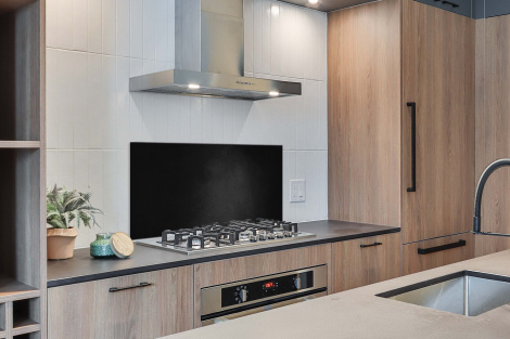 Spritzschutz Küche - Beton - Schwarz - Grau - Strukturiert - Industriell-2