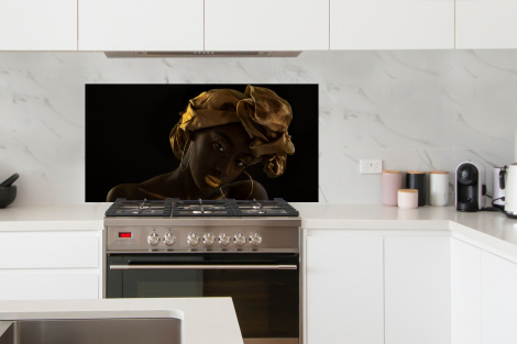 Spritzschutz Küche - Frauen - Kopftuch - Gold - Luxus-4