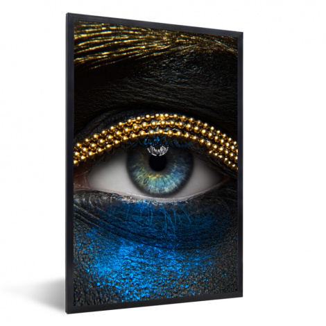 Poster mit Rahmen - Frau - Augen - Make-up - Luxus - Gold - Vertikal-1
