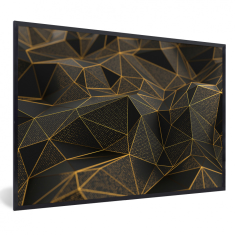 Poster mit Rahmen - Abstrakt - Gold - 3D - Luxus - Kunst - Horizontal-1