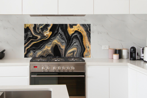 Spritzschutz Küche - Marmor - Acryl - Gold - Luxus - Abstrakt-4