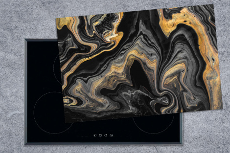 Herdabdeckplatte - Marmor - Acryl - Gold - Luxus - Abstrakt