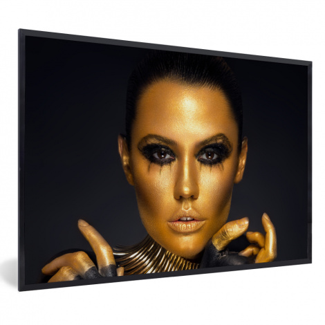 Poster mit Rahmen - Make-up - Tasche - Gold - Luxus - Frau - Horizontal-1