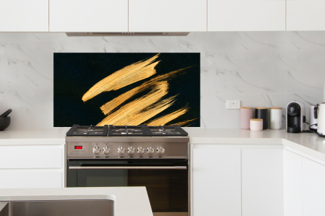 Spritzschutz Küche - Gold - Farbe - Streifen - Luxus - Abstrakt-4