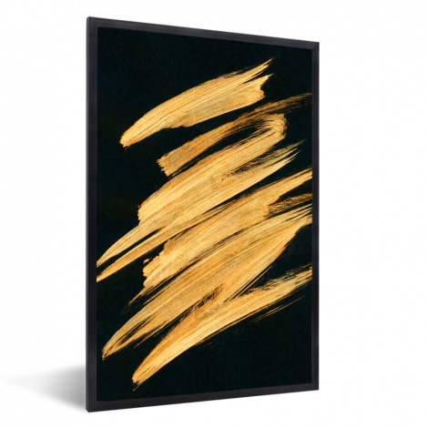 Poster mit Rahmen - Gold - Farbe - Streifen - Luxus - Abstrakt - Vertikal-1