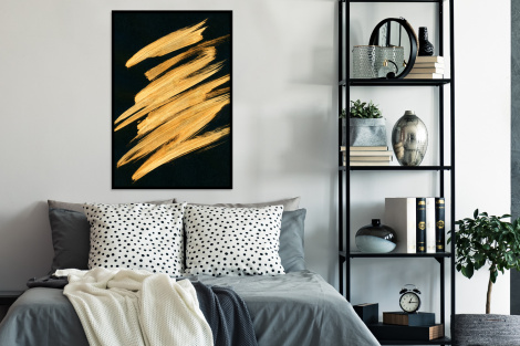 Poster mit Rahmen - Gold - Farbe - Streifen - Luxus - Abstrakt - Vertikal-4