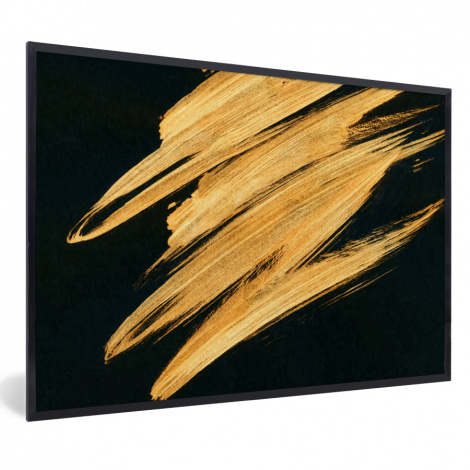 Poster mit Rahmen - Gold - Farbe - Streifen - Luxus - Abstrakt - Horizontal-1