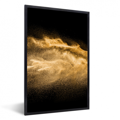 Poster mit Rahmen - Sand - Gold - Schwarz - Luxus - Kunst - Vertikal-thumbnail-1