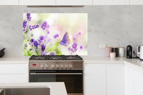 Spritzschutz Küche - Lavendel - Schmetterling - Blumen-4