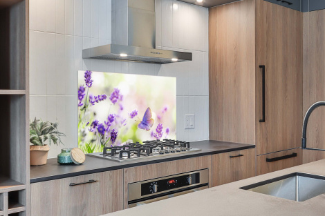 Spritzschutz Küche - Lavendel - Schmetterling - Blumen-2
