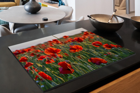 Herdabdeckplatte - Blumen - Mohnblumen - Natur - Rot-2