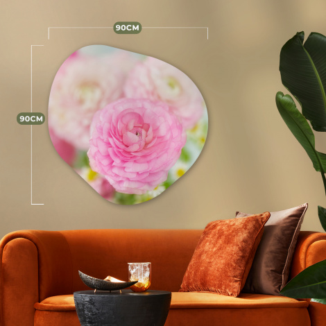 Organisch schilderij - Close-up van roze bloemen-6
