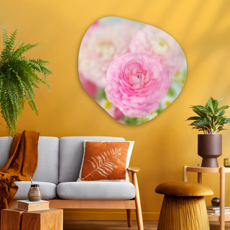 Organisch schilderij - Close-up van roze bloemen-2