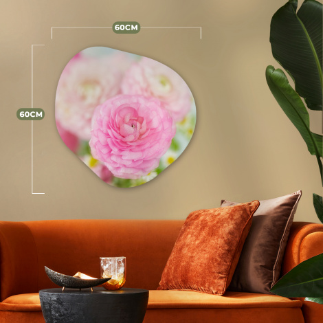 Organisch schilderij - Close-up van roze bloemen-5