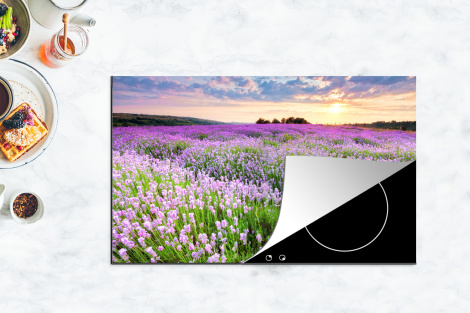 Inductiebeschermer - Bloemen - Lavendel - Paars - Lucht - Zonsondergang - Weide - Natuur-thumbnail-4