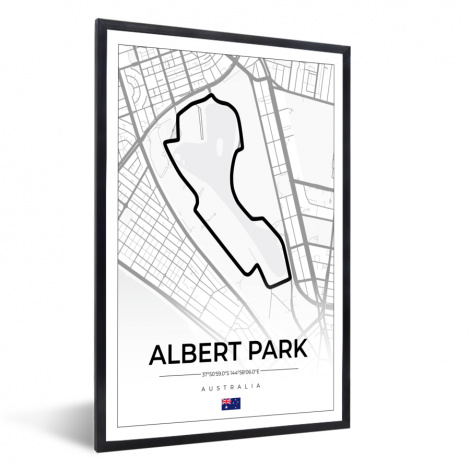 Poster met lijst - Circuit - Formule 1 - Australië - Racebaan - Albert Park circuit - Wit - Staand-thumbnail-1
