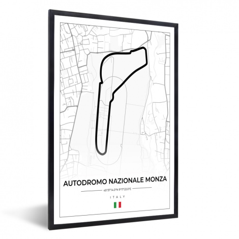 Poster mit Rahmen - Rennsport - F1 - Rennstrecke - Italien - Autodromo Nazionale Monza - Weiß - Vertikal-thumbnail-1