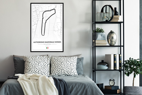 Poster mit Rahmen - Rennsport - F1 - Rennstrecke - Italien - Autodromo Nazionale Monza - Weiß - Vertikal-thumbnail-4