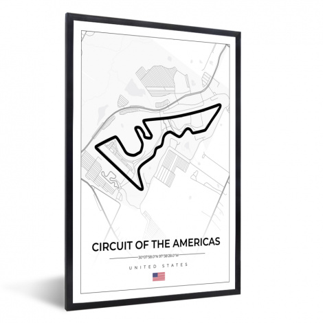 Poster mit Rahmen - Amerika - Rennstrecke - Formel 1 - Circuit of the Americas - Rennsport - Weiß - Vertikal-thumbnail-1