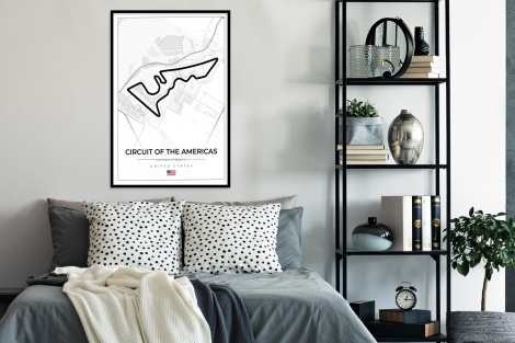 Poster mit Rahmen - Amerika - Rennstrecke - Formel 1 - Circuit of the Americas - Rennsport - Weiß - Vertikal-4