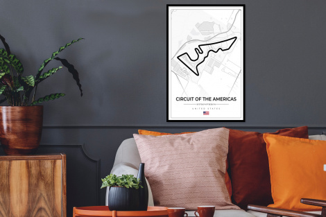 Poster mit Rahmen - Amerika - Rennstrecke - Formel 1 - Circuit of the Americas - Rennsport - Weiß - Vertikal-thumbnail-2