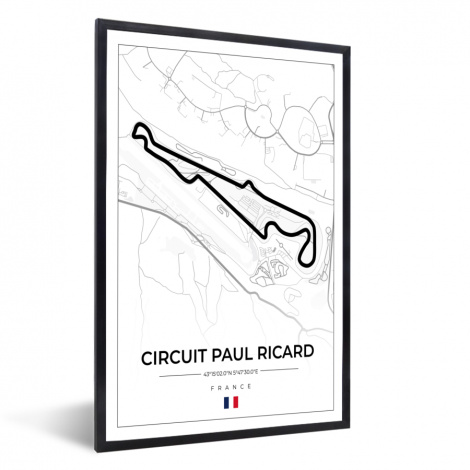 Poster met lijst - Racebaan - F1 - Circuit - Frankrijk - Circuit Paul Ricard - Wit - Staand-1