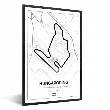 Poster met lijst - F1 - Hongarije - Auto - Racebaan - Hungaroring - Wit - Staand